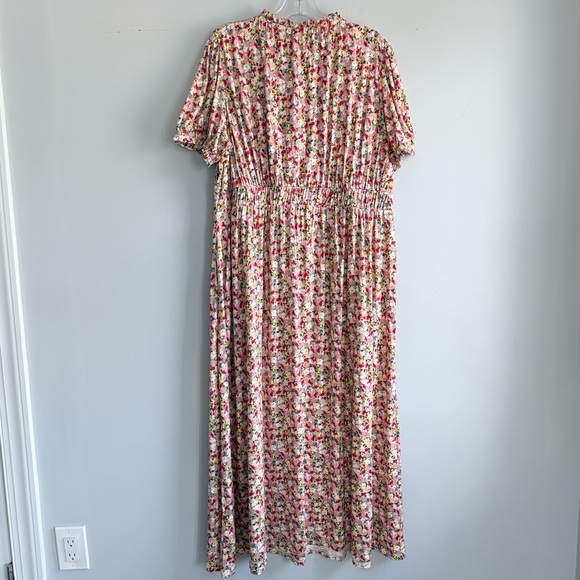 NWT BODEN Floral Ruched Jersey Midi Dress Multi Painterly Floret Puff Sleeve 16 - Picture 7 of 16